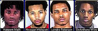 hakeem Malik, Nicquan Midgyett, Londro Patterson, DeAnthony Wiley are charged in the murder at She's A Pistol gun store.
